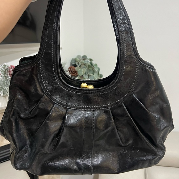 Coach Ergo Kisslock Patent Black Leather Shoulder Bag